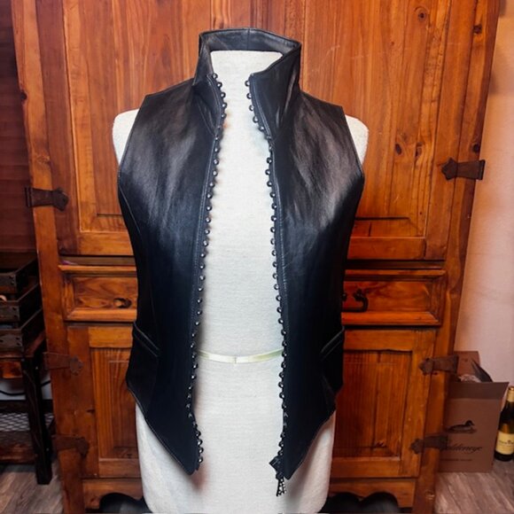 Ying Ying Jackets & Blazers - Ying Ying of Nevada Black Leather Studded Vest | Size S